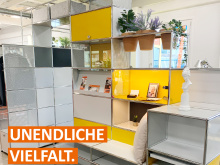 USM Haller Möbelbausystem - umfangreiches Beispiel in unserem Showroom in Griesheim